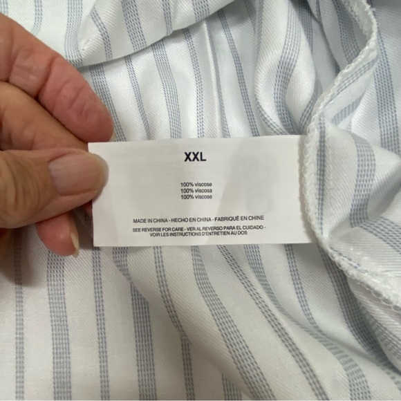 Nine West Jeans Women's XXL Woven V Neck Popover Top Stripe Blue & White Relaxed - Picture 8 of 13
